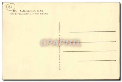L'Arcouest (C.-du-N.) — Cale de l'Embarcadère para l'Île de Bréhat — Édition Le Barbou, Ploubarzane — Verso
