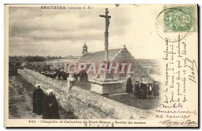 Capela e Calvário de Port-Blanc — Saída da missa — Coleção E.H. — n°445