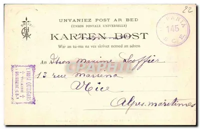Capela e Calvário de Port-Blanc — Saída da missa — Coleção E.H. — n°445 — Verso
