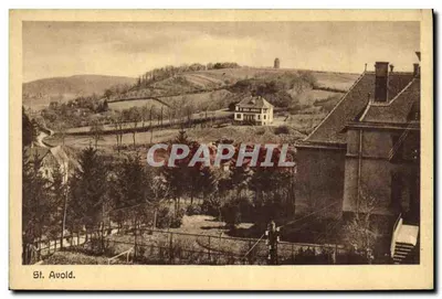 St. Avold — vista panorâmica com casa e colina — Verlag N. Helle, St. Avold