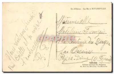 Eiland Oléron — De Zee bij Boyardville — Artistieke uitgave R. Bergevin — Achterkant