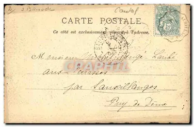 O Plomb du Cantal, visto de Saint-Jacques (Cantal) — Desenho de Tadot, 1890 — Fototipia Raude, Saint-Cré (Lot) — Verso