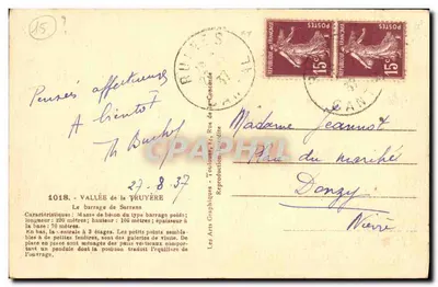 De dam van Sarrans — Vallei van de Truyère — Les Arts Graphiques, Toulouse — Achterkant