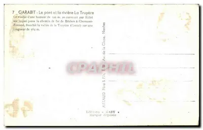 Garabit — O ponte e o rio La Truyère — Editor Gaby — Verso