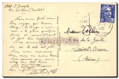 Vic-sur-Cère (Cantal) — vista general — Les Arts Graphiques, n° 246 — Reverso
