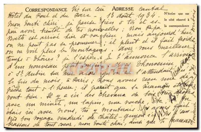 Env. de Vic-sur-Cère - O Passo de Cère — LL, n°36 — Verso