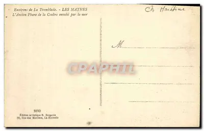 Les Mathes — Stary Molo w Coubre zanurzony w morzu — Artystyczna edycja R. Bergavin, n° 3090 — Rewers