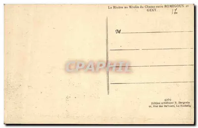 A Ribeira do Moulin du Champ entre ROMEgoux e GEAY — Edição artística R. Bergevin, n° 4369 — Verso