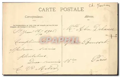 Bilhete postal antigo Igreja Real de Saint Jean D Angely — Verso