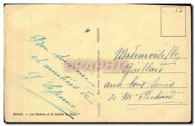 Royan — Los Rocas y la Concha del Chay — Editor Bloc frères Boideaux — Reverso