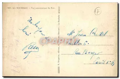 La Rochelle — Panoramablick auf den Hafen — R. Bergevin, Verlag, Nr. 812 — Rückseite