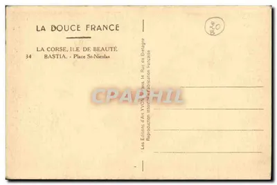 Bastia - Place St-Nicolas — monumentalna figura — wydawca Yvon, nr 34 — Rewers
