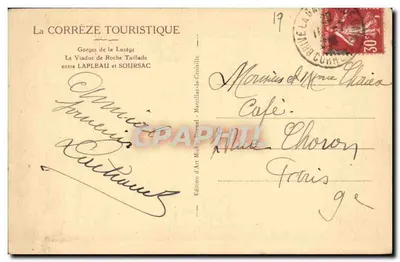 Most wiszący Roche Taillade — dolina Luzège — Wydawnictwo Art Michel - Marceliac-la-Croisille — Rewers