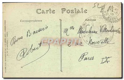 Stara pocztówka Langres Porta Dijon 1844 — Rewers