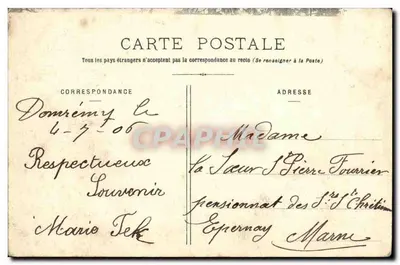 Domrémy - Casa di Giovanna d'Arco e statua di Mercié — Imp. Ad. Walek, Saint-Dié, N° 2878 — Verso