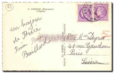 Gorron (Mayenne) — A Igreja — Ed. DANVEL, Interdite, França — Verso