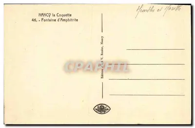 NANCY - Fontanna Amphitryty — Wydawnictwo V. Roeder, n°46 — Rewers
