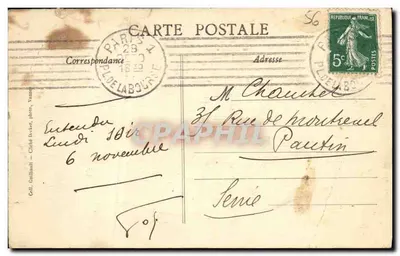 Tarjeta postal antigua Larmor Baden Vista sobre el Golfo Vache — Reverso