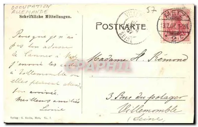 Panorama Metz — widok z Fortu Steinmetz — wydawca G. Seriba, n°7 — Rewers