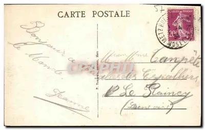 Mil Beijos de METZ — carta postal decorativa com vista da cidade e retrato central — editor P. Bonnette, n° de série não visível — Verso