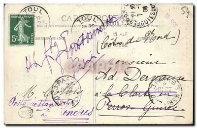 Antieke ansichtkaart Toul Hotel de Ville en Kathedraal — Achterkant