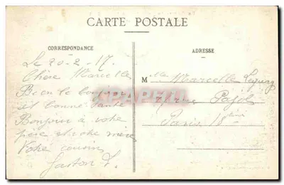 Lunéville - Place des Carmes incendiada — A Guerra na Lorena em 1914-15-16 — E. Bastien, litografia-editora Lunéville — Verso
