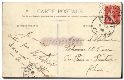 Lunéville w XVIII wieku — Zamek — Le Rocher — wydawca Quentil, nr 487 — Rewers