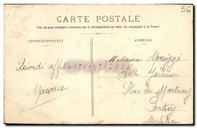 Bilhete postal antigo Belle Isle Bangor Cote de Domois — Verso