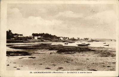 Locmariaquer (Morbihan) — A Guilvin com maré baixa — J. Mazars, editor, 18, Avenida do Coteau