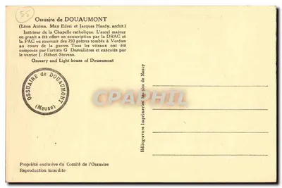 Interno della cappella cattolica — Ossario di Douaumont — editore stampe di Nancy — Verso