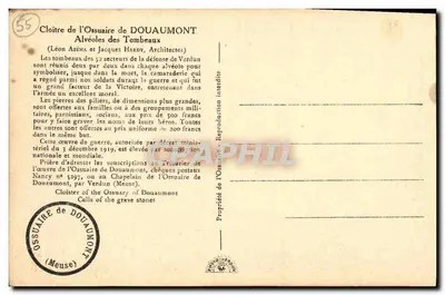Cloître do Ossuário de Douaumont — Alvéoles dos Túmulos — (Léon Azéma e Jacques Hardy, Arquitetos) — Verso