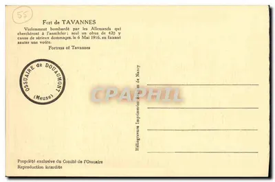 Forte di Tavannes — bombardamento tedesco — Litografia a luce solare, Tipografia di Nancy — Verso