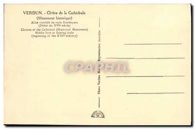 Verdun - El Cloître de la Catedral — editor M. C. — Reverso