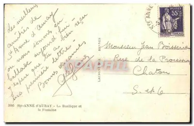 Ste-Anne d'Auray — Bazylika i Fontanna — Laurent Nel, n°3995 — Rewers