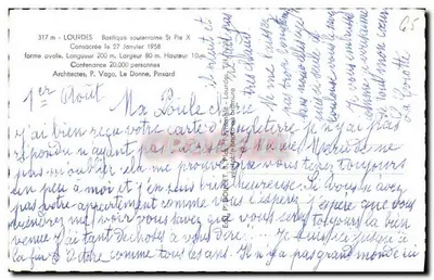 Basílica subterrânea São Pedro - Lourdes — Editor Edlux, n° 317 — Verso