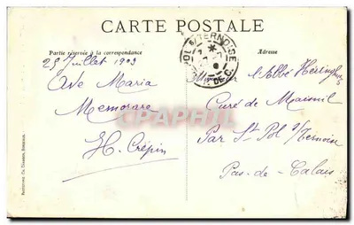 Lourdes — Pierwsze pojawienie się Najświętszej Panny Maryi przed Bernadettą — C. B. — Rewers