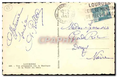Lourdes — Widok z góry na Bazylikę i Dolinę Gave — Éditions Lourdes — Rewers
