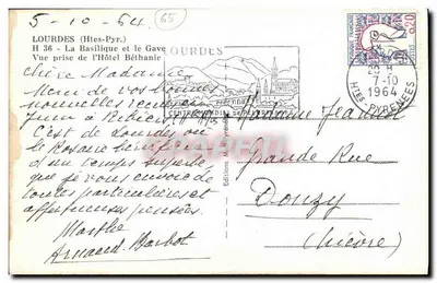 Lourdes (Htes-Pyr.) — Widok z Hôtel Béthanie — Wydawnictwo Média Pyrénées — Rewers