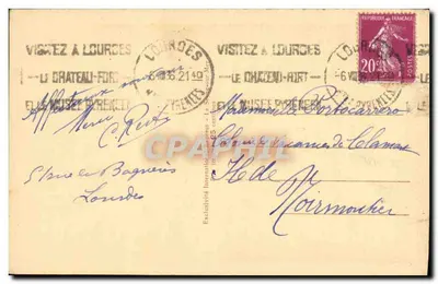 Sainte Bernadette — Statua w Lourdes — Foto Lacaze, seria J. S. Hartmann, 1934 — Rewers