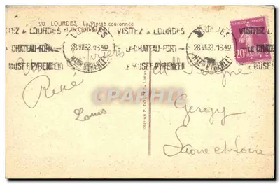 Lourdes — Matka Boża upomniana i Zamek — Wydawnictwo P. Doucet — Rewers