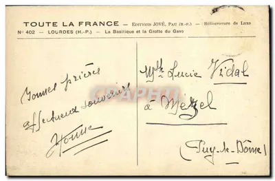 Lourdes (H.-P.) — Bazylika i Grotta Gave — Wydawnictwo Jové, Pau (B.-P.) — Rewers