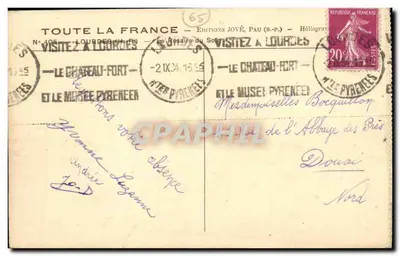 Lourdes — O Castelo-Forte e o Museu Pirineu — Edições Jové, Pau (B.P.) — Verso