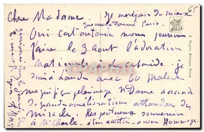 Monumento do Norte — Lembrete de Lourdes — J. Déchênin, Paris — Salão 1912 — Verso