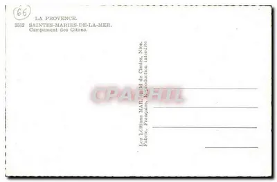 Saintes-Maries-de-la-Mer — Campamento de Gitanos — Ediciones MAR, Nice — Reverso