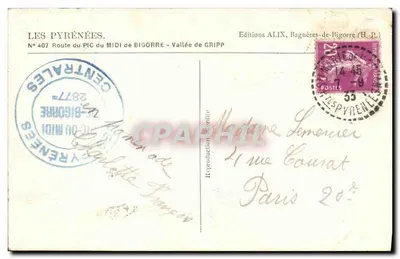 Rota do Pic du Midi de Bigorre — Vale de Gripp — Edições ALIX, Bagnères-de-Bigorre — Verso