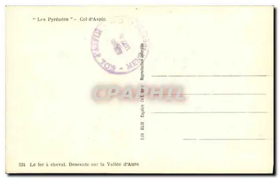 Os Pirineus — Col d'Aspin — Éd. ALIX — Verso