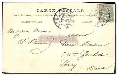 Bilhete postal antigo Tarbes Le Forail Vaches Boeufs Marche TOP — Verso