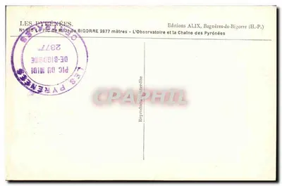 Het Pic du Midi de Bigorre — Het Observatorium en de Ketting van de Pyreneeën — Edities ALIX, Bagnères-de-Bigorre — Achterkant