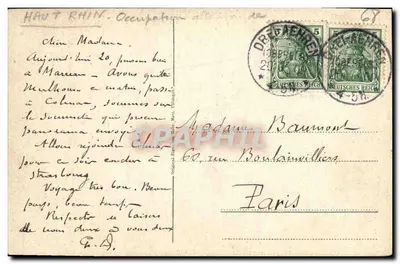 Drei Ähren i. Els., Vista desde el gran Hohnack — Tres Espigas, Alsacia — Reverso