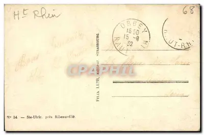 Zamek Ste-Ulric — blisko Ribeauvillé — wydawca Felix LUB, Strasbourg, nr 54 — Rewers